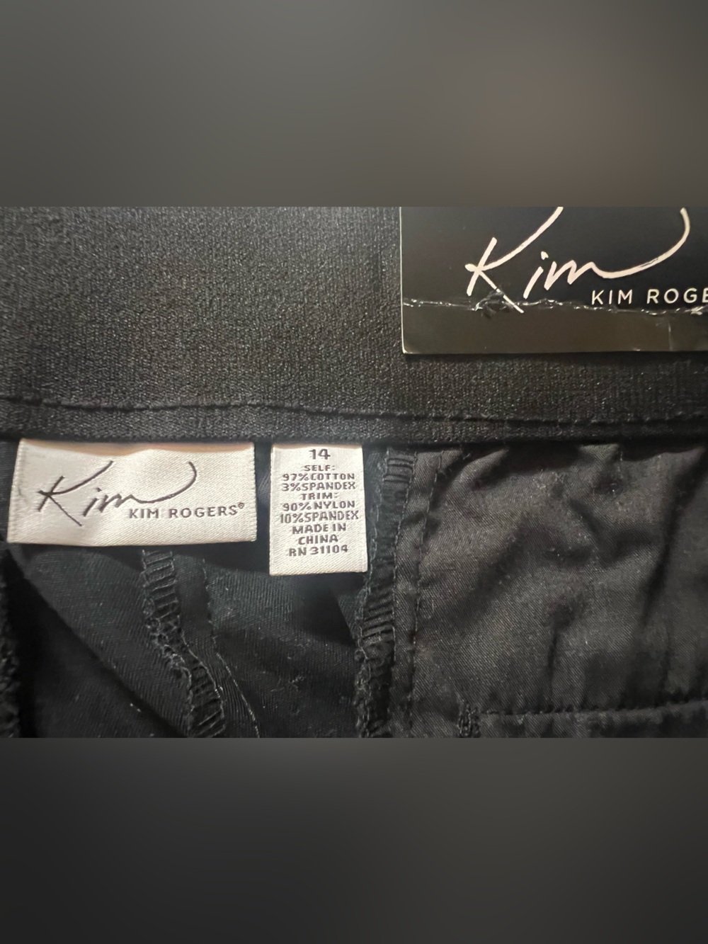 KIM ROGERS BLACK SIZE 14 CURVY STRAIGHT LEG PANTS. SITS AT WAIST. TUMMY PANEL - Picture 9 of 11